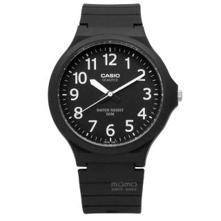 【CASIO 卡西歐】經典 清晰數字 耐看設計 橡膠腕錶 黑色 42mm(MW-240-1B)