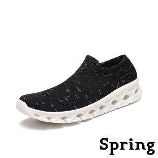 【SPRING】超輕量3D飛織襪套式高彈力刀切大底運動休閒鞋-男鞋(黑白)