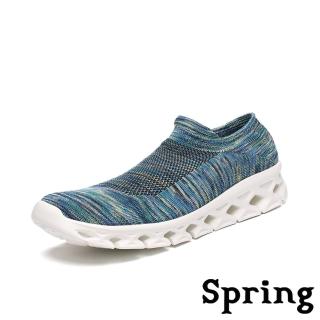 【SPRING】超輕量3D飛織襪套式高彈力刀切大底運動休閒鞋-男鞋(藍)