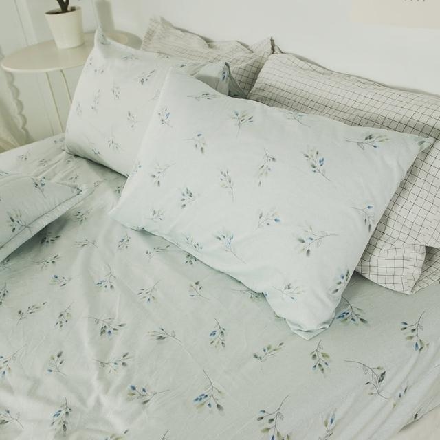 【絲薇諾】MIT精梳棉 植物花卉 三件式枕套床包組 安妮-青(雙人5尺)