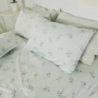 【絲薇諾】MIT精梳棉 植物花卉 三件式枕套床包組 安妮-青(加大)