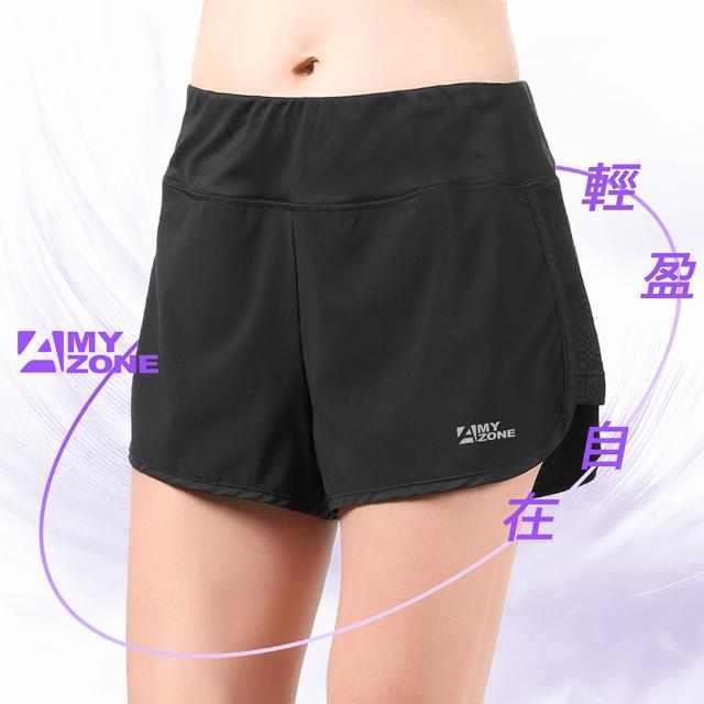 【A-MYZONE】女款 超涼感 輕量化透氣運動短褲 女短褲(預防駱駝蹄 腰帶包覆小腹)