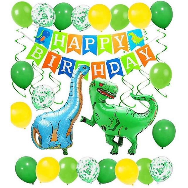 【WIDE VIEW】恐龍主題派對生日氣球套組(附打氣筒 生日氣球 生日佈置 生日派對 派對氣球/BL-09)