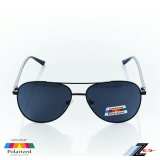 【Z-POLS】金屬霧黑帥氣框體 搭頂級舒適TR90彈性腳架 Polarized寶麗萊抗UV400偏光黑太陽眼鏡(輕量偏光鏡)