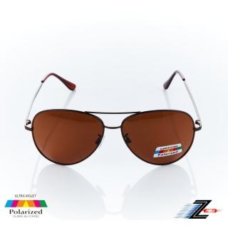【Z-POLS】飛行員最愛名牌風格金屬款 採用頂級寶麗來Polarized偏光茶抗UV400太陽眼鏡(抗紫外線UV400)