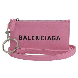 【Balenciaga 巴黎世家】經典品牌LOGO烙印可拆掛式信用卡零錢包(全新福利品)