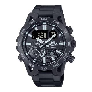 【CASIO 卡西歐】藍牙連線賽車運動計時腕錶 經典黑 48mm(ECB-40BK-1A)
