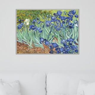 《鳶尾花》梵谷．後印象派 世界名畫 經典名畫 風景油畫-白框40x60CM