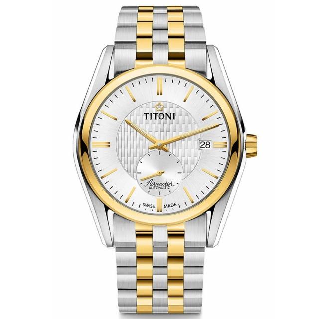 【TITONI 梅花錶】空中霸王系列 AIRMASTER 時尚機械腕錶/白配金錶盤40mm(83709 SY-500)
