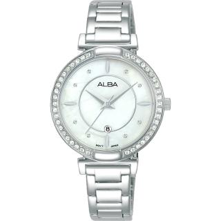 【ALBA】雅柏官方授權A1 時尚珍珠貝晶鑽女腕錶-銀-31MM(AH7BF7X1)