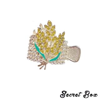 【SECRET BOX】韓國設計滿鑽鑲嵌金黃麥穗高馬尾抓夾 髮夾(滿鑽髮夾 金黃髮夾 麥穗髮夾)