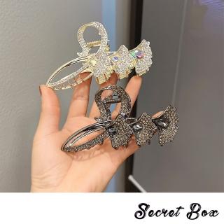 【SECRET BOX】滿鑽髮夾 寶石髮夾/韓國設計華麗滿鑽銀杏葉寶石造型抓夾 馬尾夾 鯊魚夾(2色任選)