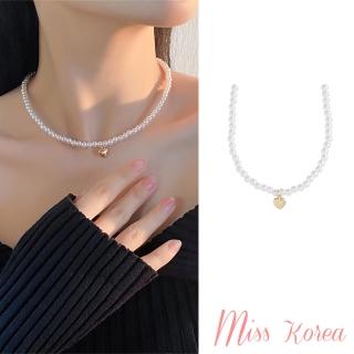 【MISS KOREA】韓國設計溫柔氣質愛心珍珠項鍊(愛心項鍊 珍珠項鍊)
