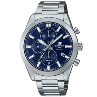 【CASIO 卡西歐】EDIFICE 經典款 三眼計時腕錶 41mm-藍(EFB-710D-2AV)