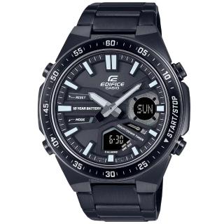 【CASIO 卡西歐】EDIFICE 雙顯計時腕錶 46.9mm(EFV-C110DC-1A)