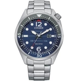 【CITIZEN 星辰】聖誕節推薦款 光動能潛水風格手錶-藍 送行動電源 畢業禮物(AW1716-83L)