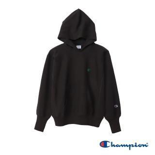 【Champion】官方直營-跳色刺繡LOGO連帽上衣-女(黑色)