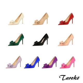 【Taroko】魅力蝴蝶結綢緞尖頭細高跟鞋(10色可選)