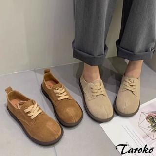 【Taroko】復古舒適圓頭綁帶平底休閒鞋(2色可選)