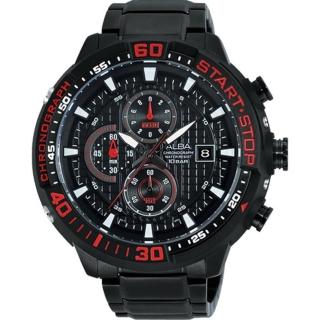 【ALBA】雅柏官方授權A1 男時尚黑鋼計時腕錶-鍍黑-49mm(AM3099X1)