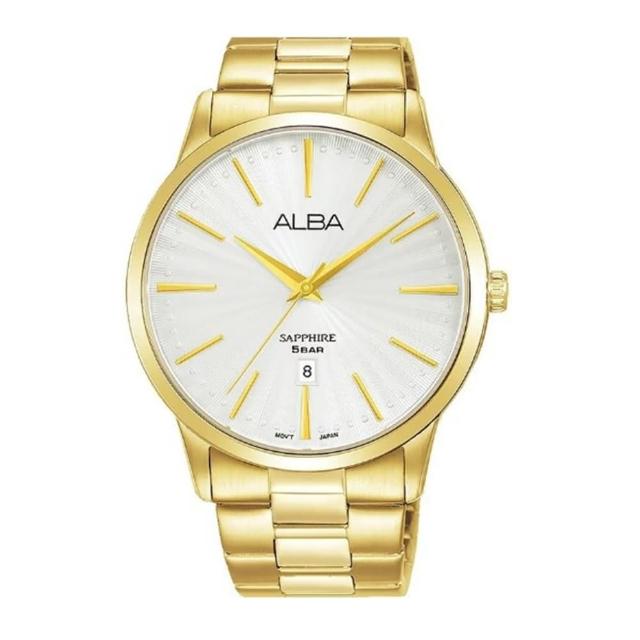 【ALBA】雅柏官方授權A1 男 時尚金色白面 石英腕錶-41mm(AG8K80X5)