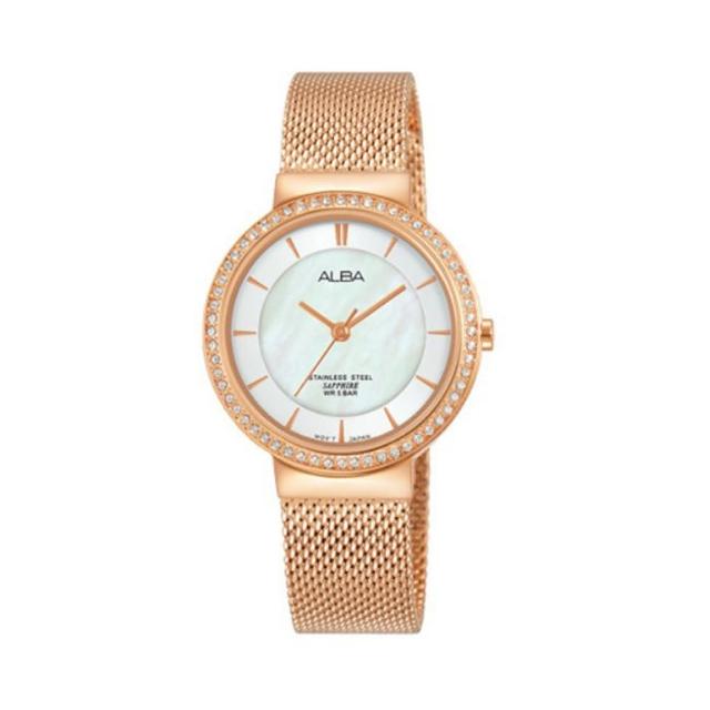 【ALBA】雅柏官方授權A1 時尚珍珠貝面盤 女石英腕錶-28mm(AH8496X1)