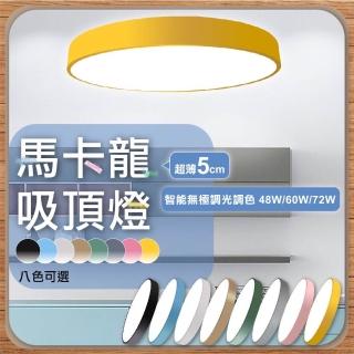 【GoldBright 金亮】北歐馬卡龍LED吸頂燈 客廳燈 房間燈(圓形50CM 60W無極調光 附搖控器)
