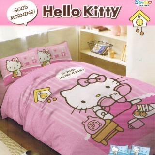 【HELLO KITTY】早安單人床包組 3.5x6.2尺 藍色(福利品)