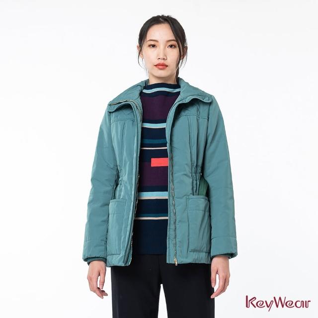 【KeyWear 奇威名品】菱格收腰設計鋪棉外套