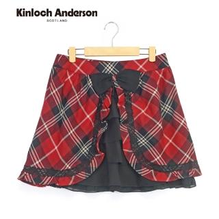 【Kinloch Anderson】拼接蝴蝶結雪紡荷葉短裙 金安德森女裝(KA0275401 紅格)