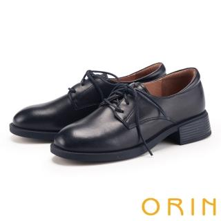 【ORIN】羊皮素面低跟德比鞋(黑色)