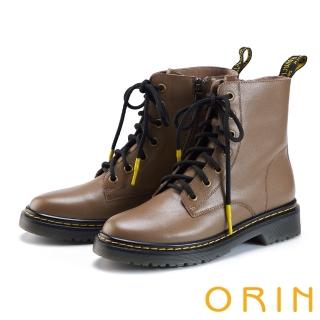 【ORIN】真皮復古英倫風綁帶馬丁靴(可可)