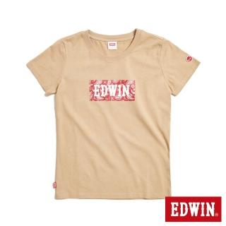 【EDWIN】女裝 佩斯里紋LOGO短袖T恤(淺卡其)