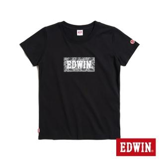 【EDWIN】女裝 佩斯里紋LOGO短袖T恤(黑色)