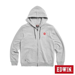 【EDWIN】男裝 紅日繡花LOGO連帽拉T外套(銀灰色)