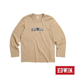【EDWIN】男裝 滑鼠購物車LOGO薄長袖T恤(淺卡其)