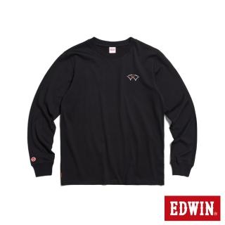 【EDWIN】男裝 經典小W繡長袖T恤(黑色)