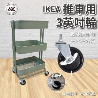 【AXL Global】IKEA三層置物收納車專用輪子 4入一組(3英吋PP煞車輪/上芯M8x15/收納推車輪/層架輪/櫃子輪子)