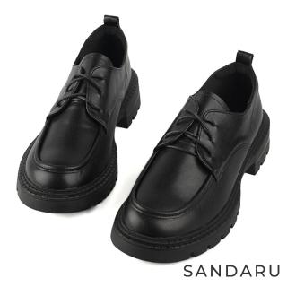 【SANDARU 山打努】牛津鞋 細繩綁帶鋸齒紳士鞋(黑)