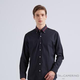 【ROBERTA 諾貝達】男裝 黑色長袖襯衫-日本素材(台灣製 易洗好整理)