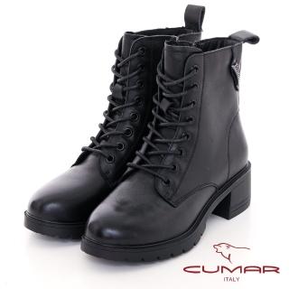 【CUMAR】擦色感簡約綁帶短靴(黑色)
