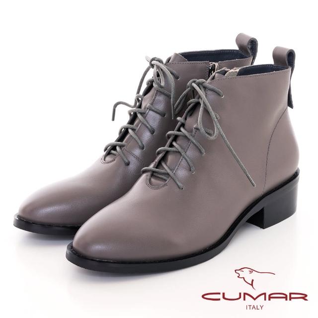 【CUMAR】質感微尖頭綁帶短靴(灰色)