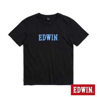 【EDWIN】男裝 高低差LOGO短袖T恤(黑色)