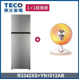 【TECO 東元】334L一級能效變頻雙門冰箱+10吋碳素電暖器(R3342XS + YN1012AB)
