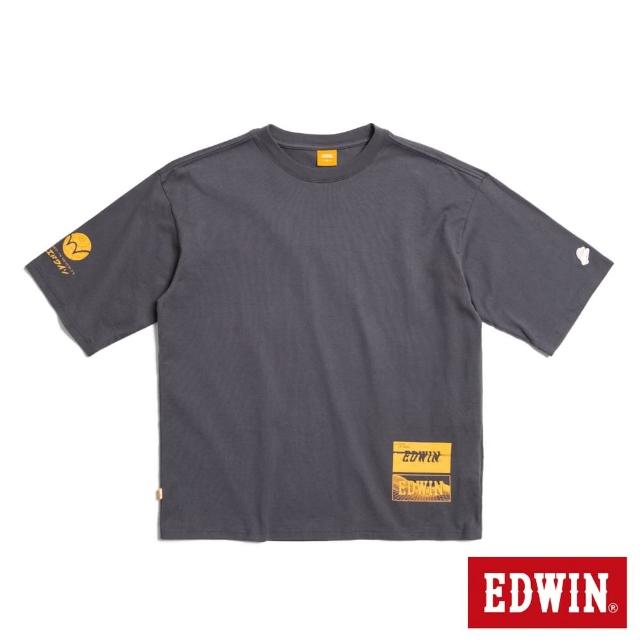 【EDWIN】男裝 橘標 寬版橘印花短袖T恤(暗灰色)