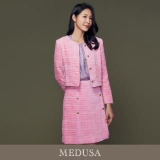 【MEDUSA 曼度莎】現貨-粉紅絨布小香風外套（M-XL）｜西裝外套 小香風套裝外套 冬新品(201-5030A)