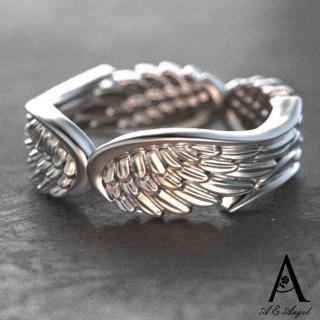 【ANGEL】天使之翼翅膀泰銀歐美復古戒指(銀色尺寸可選)