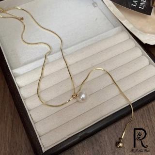 【RJ New York】小圓珍珠簡約可抽拉式毛衣長項鍊(2色可選)