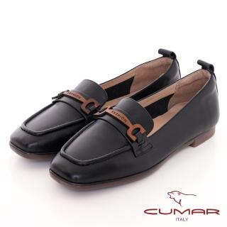 【CUMAR】全皮革裝飾樂福鞋(黑色)