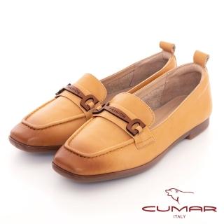 【CUMAR】全皮革裝飾樂福鞋(淺棕色)